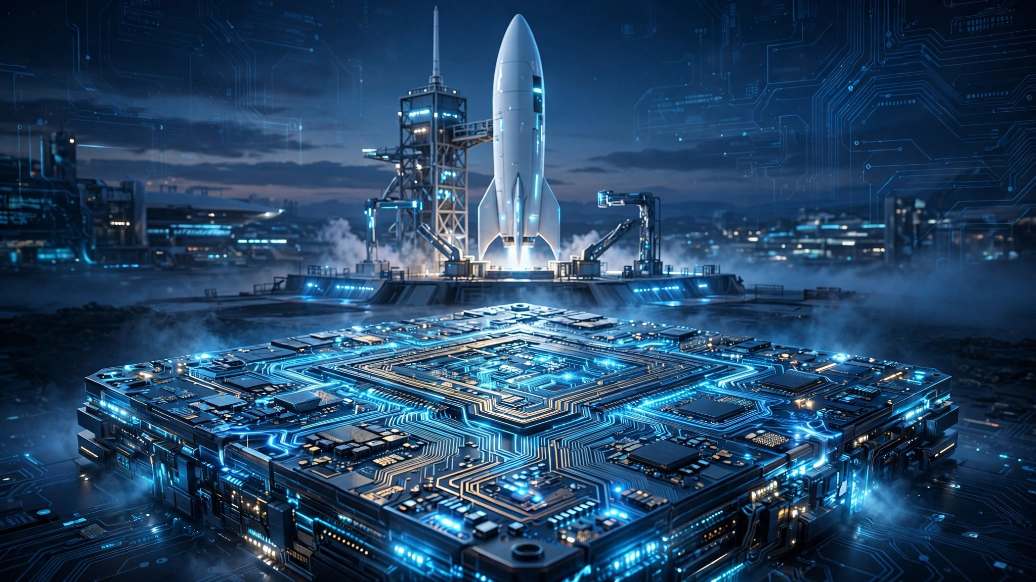 SpaceX AI chips rocket and computer processor